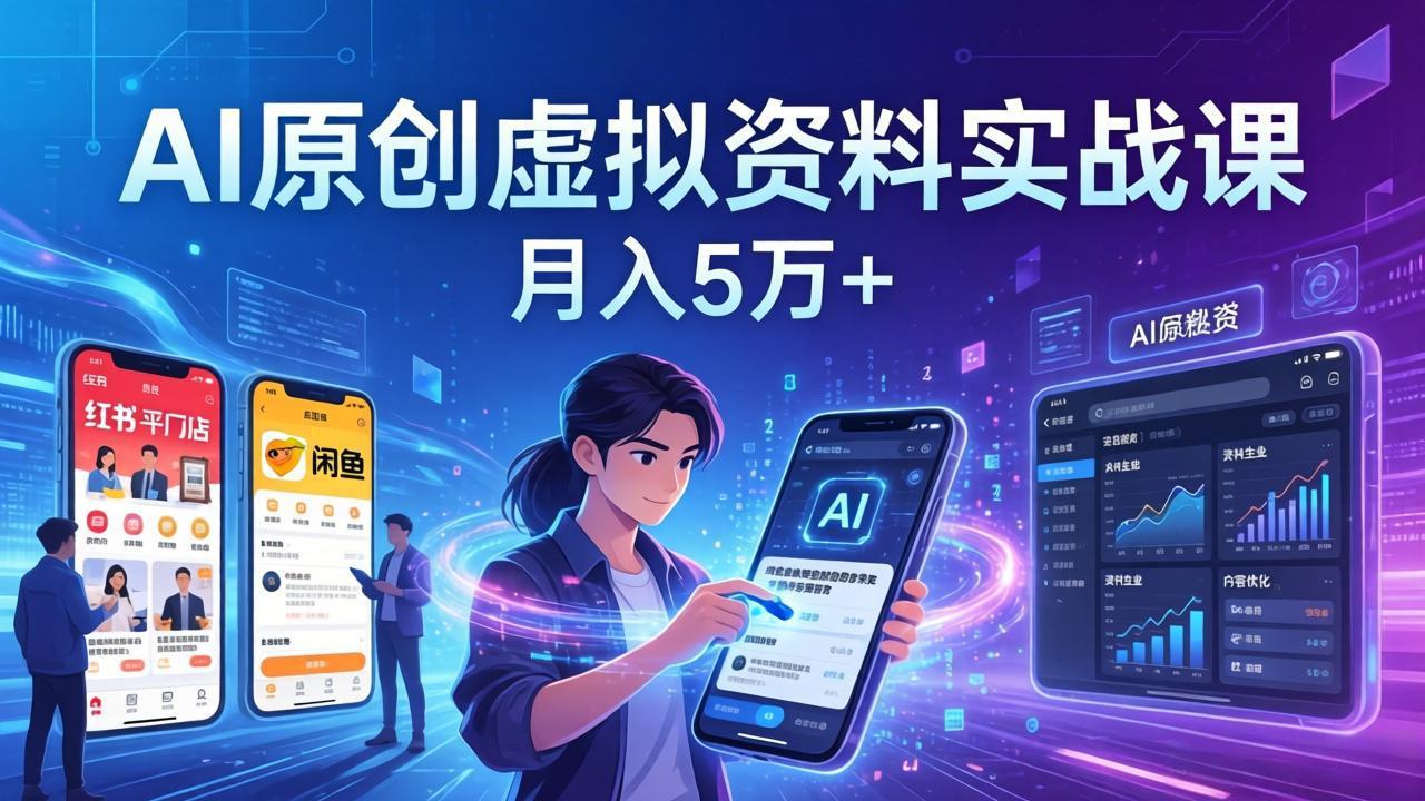 [热门给力项目]（17657期）AI原创虚拟资料实战课：2026新机会，小红书闲鱼开店，普通人用AI轻松变现，月入5万+-第1张图片-智慧创业网