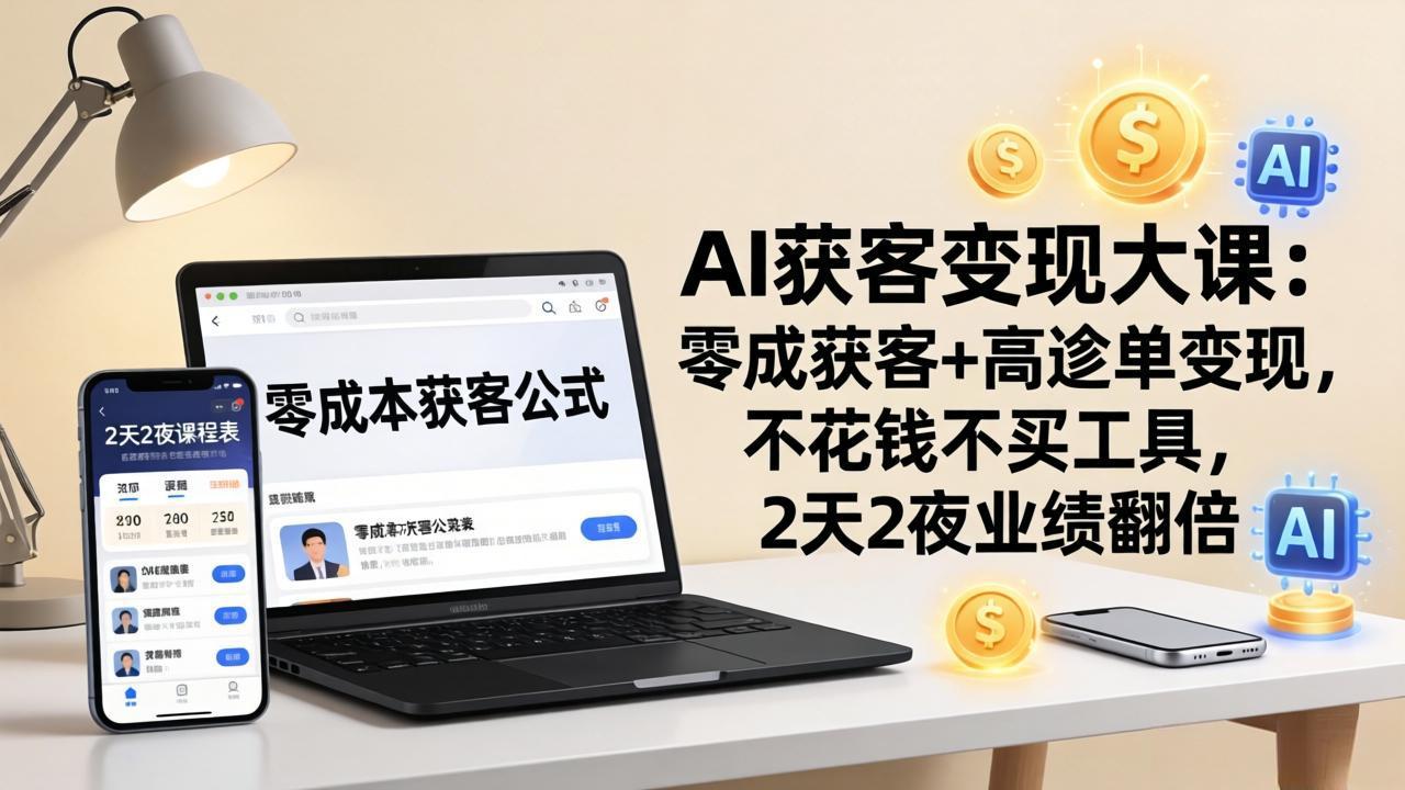 [引流涨粉]（17735期）AI获客变现大课：零成本获客+高客单变现，不花钱不买工具，2天2夜业绩翻倍