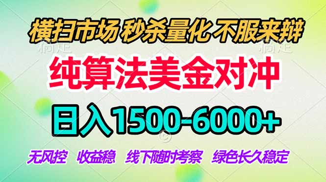 [虚拟项目]（17755期）2026美金掘金新风口-纯算法对冲震撼上线！日入1500-6000+，长久合规稳健，轻松摆脱死工资