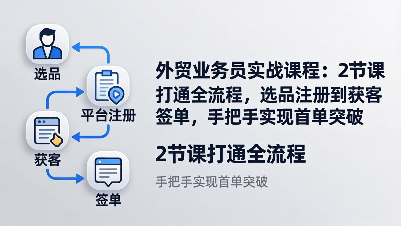 [跨境电商]（17770期）外贸业务员实战课程：2节课打通全流程，选品注册到获客签单，手把手实现首单突破