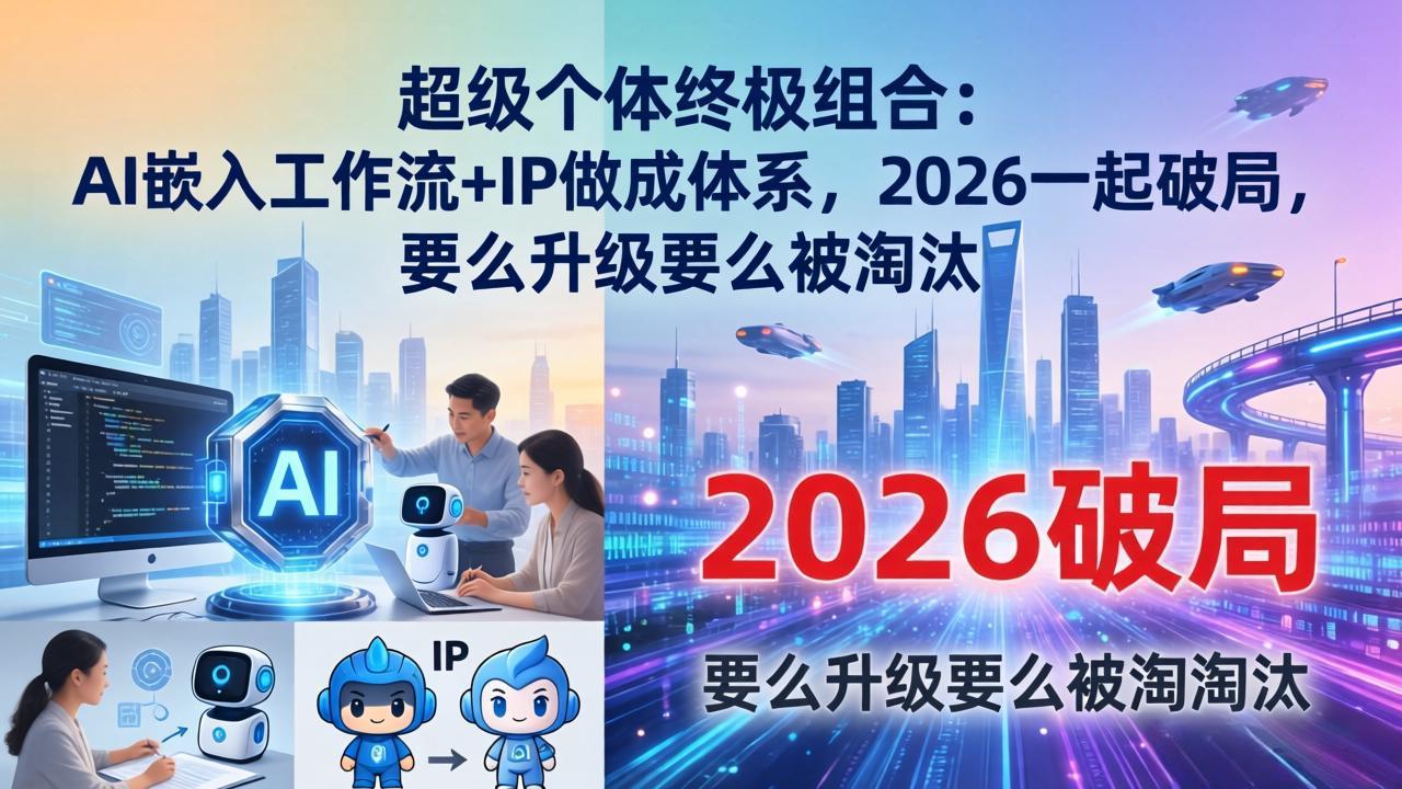 [创业项目]（17789期）超级个体终极组合：AI嵌入工作流+IP做成体系，2026一起破局，要么升级要么被淘汰