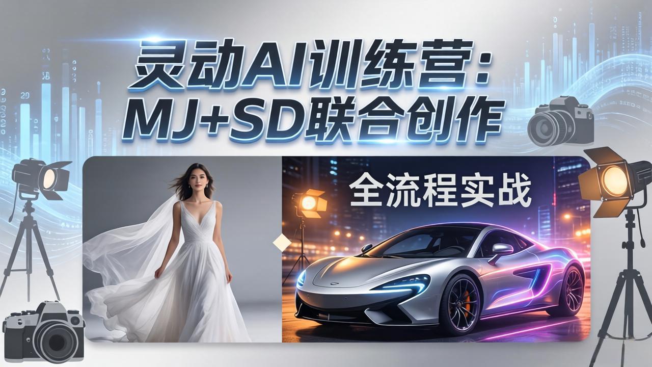 [人工智能]（17795期）灵动AI训练营-3.0课程：MJ+SD联合创作，从婚纱大片到汽车广告，摄影后期全流程实战