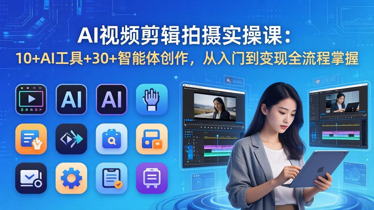 [人工智能]（17818期）AI 视频剪辑拍摄实操课：10+AI工具+30+智能体创作，从入门到变现全流程掌握
