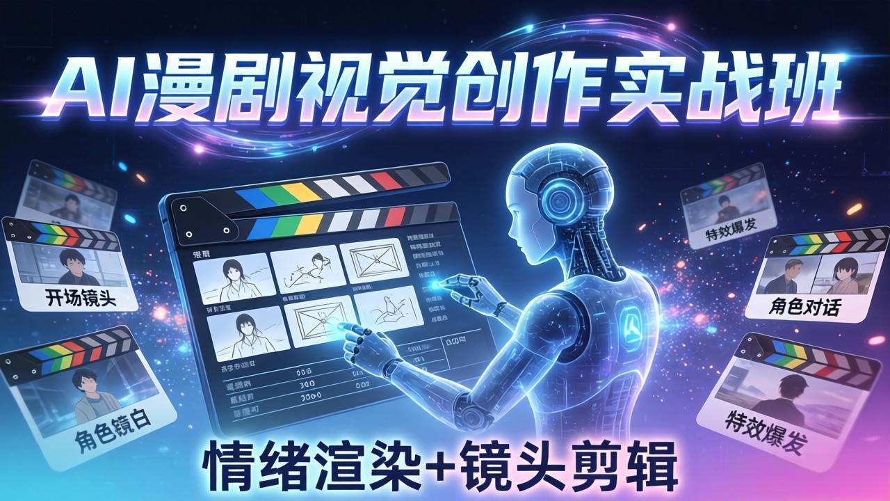 [人工智能]（17874期）AI漫剧视觉导演思维实战班，从脚本到成片全掌握，分镜设计情绪渲染一站学会