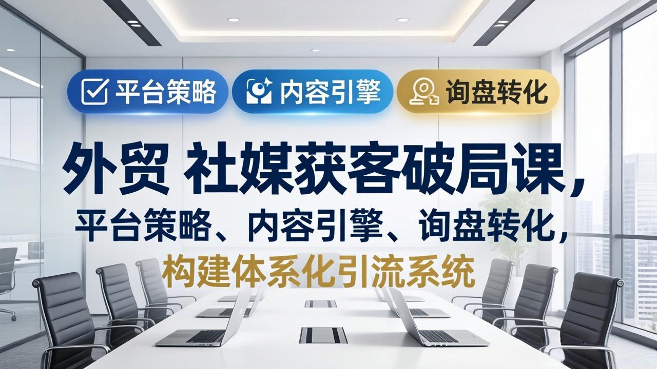 [跨境电商]（17901期）外贸 社媒获客破局课，平台策略、内容引擎、询盘转化，构建体系化引流系统（更新26年3月）