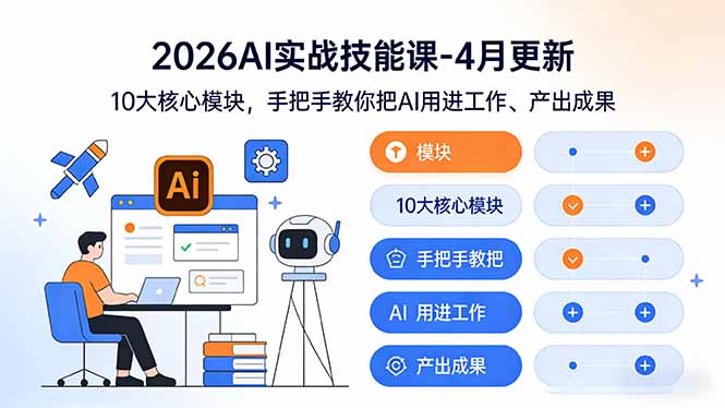 [人工智能]（17941期）2026AI实战技能课-4月更新：10大核心模块，手把手教你把AI用进工作、产出成果