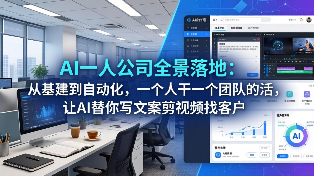 [人工智能]（17939期）AI一人公司全景落地：从基建到自动化，一个人干一个团队的活，让AI替你写文案剪视频找客户