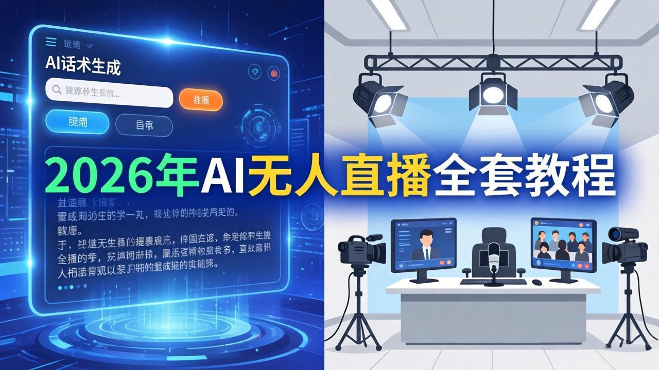[直播玩法]（17953期）2026年AI无人直播全套教程：OBS安装+软件配置+直播间搭建+话术生成+一键开播实操