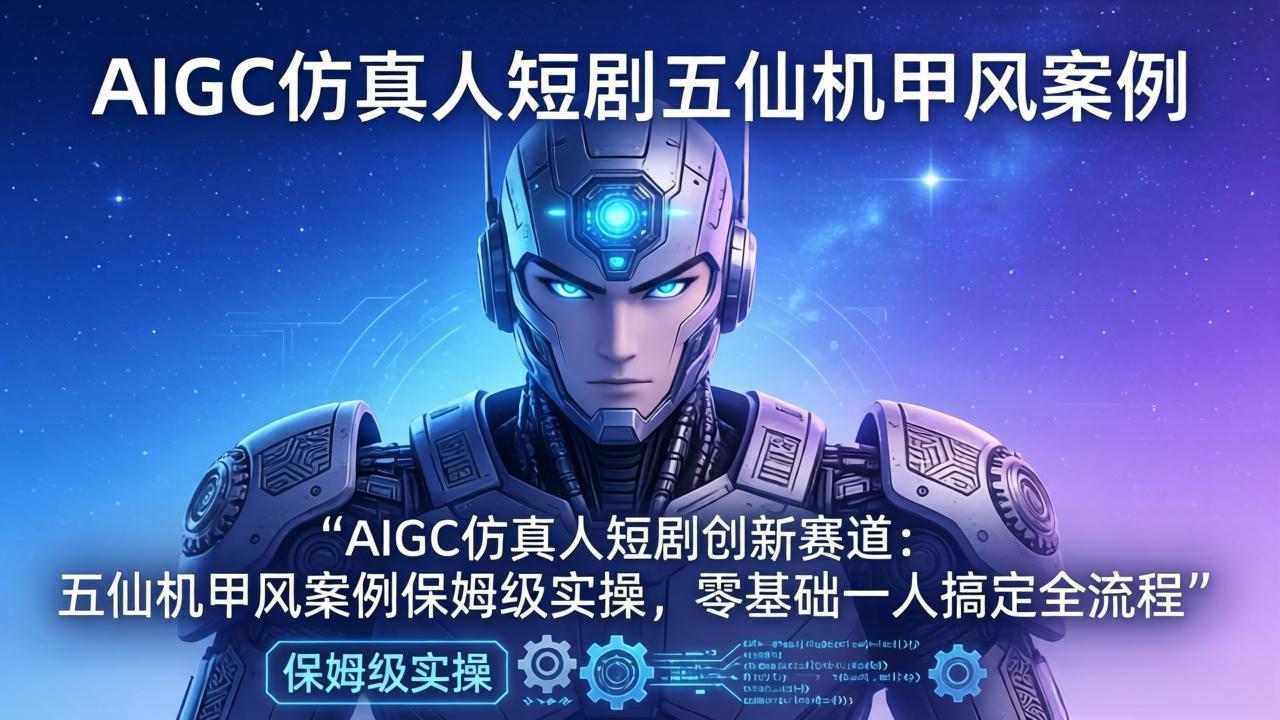 [人工智能]（17961期）AIGC仿真人短剧创新赛道：五仙机甲风案例保姆级实操，零基础一人搞定全流程