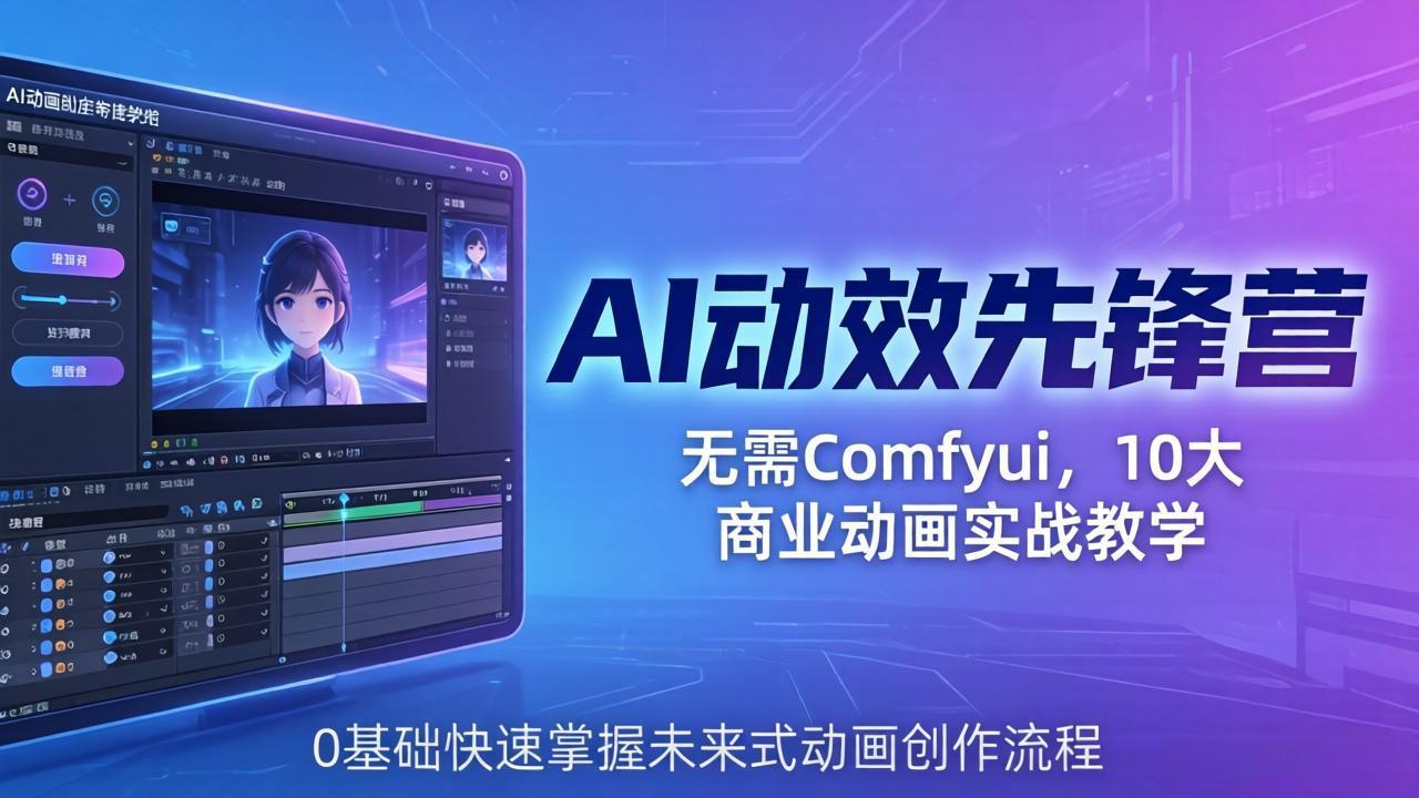 [人工智能]（18077期）AI 动效先锋营：无需Comfyui，10大商业动画实战教学，0基础快速掌握未来式动画创作流程