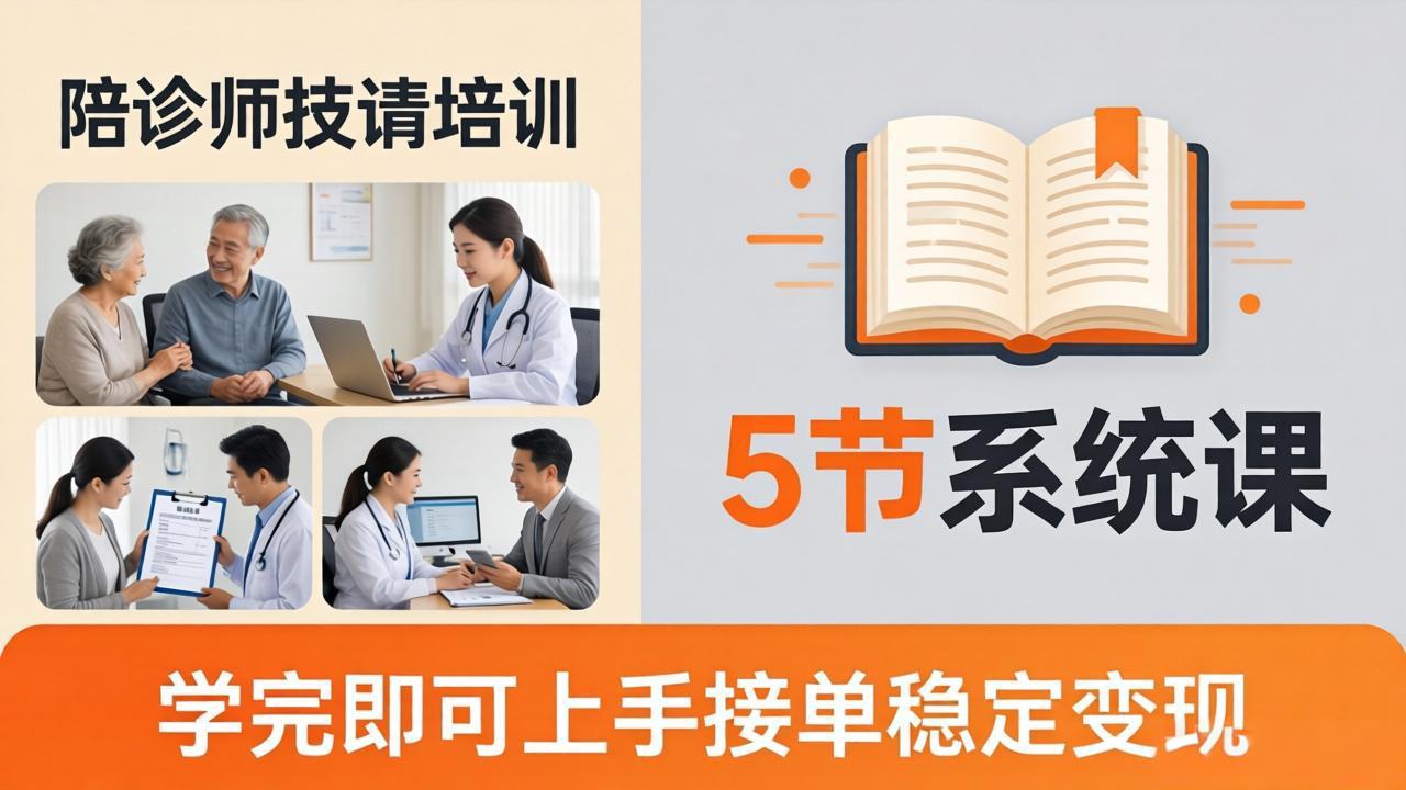 [创业项目]（18116期）想做陪诊师不知从何下手？5节系统课教你掌握核心技能，学完即可上手接单稳定变现