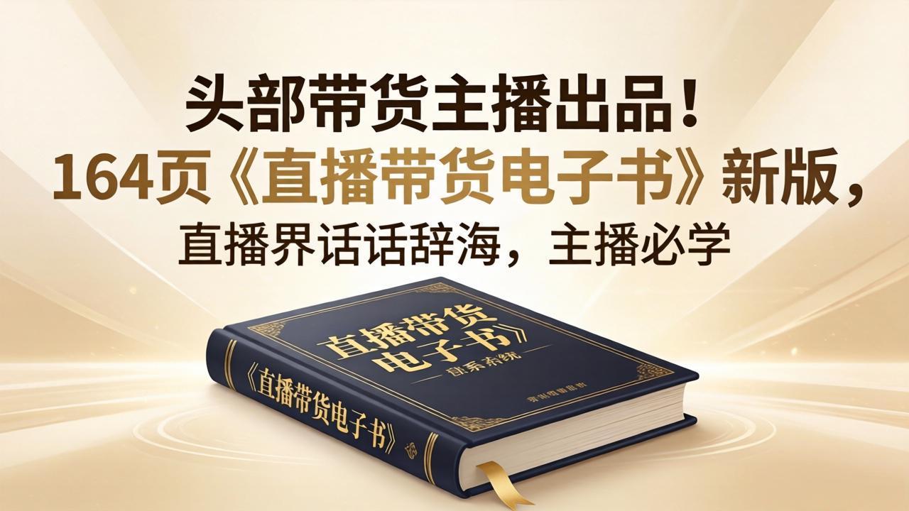 [直播玩法]（18056期）头部带货主播出品！164页《直播带货电子书》新版，直播界话术辞海，主播必学