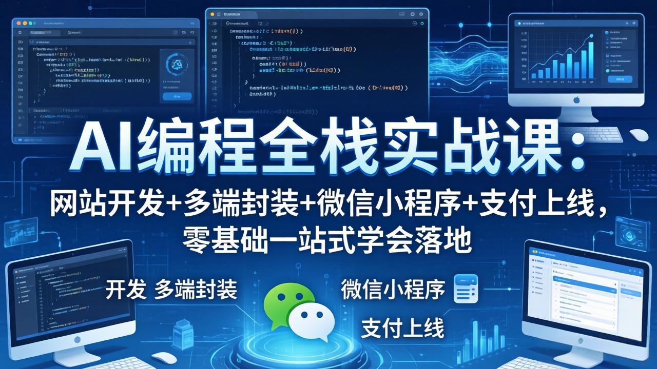 [人工智能]（18049期）AI编程全栈实战课：网站开发+多端封装+微信小程序+支付上线，零基础一站式学会落地