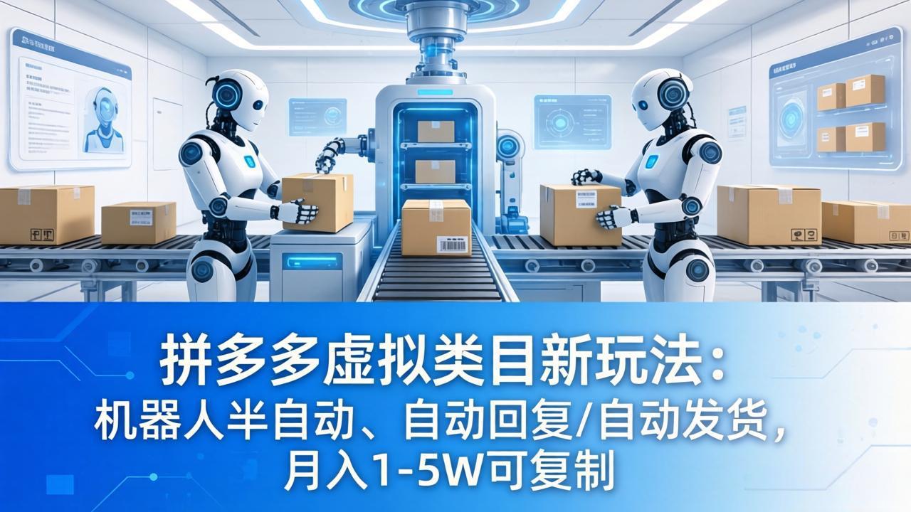[虚拟项目]（18038期）拼多多虚拟类目新玩法：机器人半自动、自动回复 /自动发货，月入 1-5W 可复制