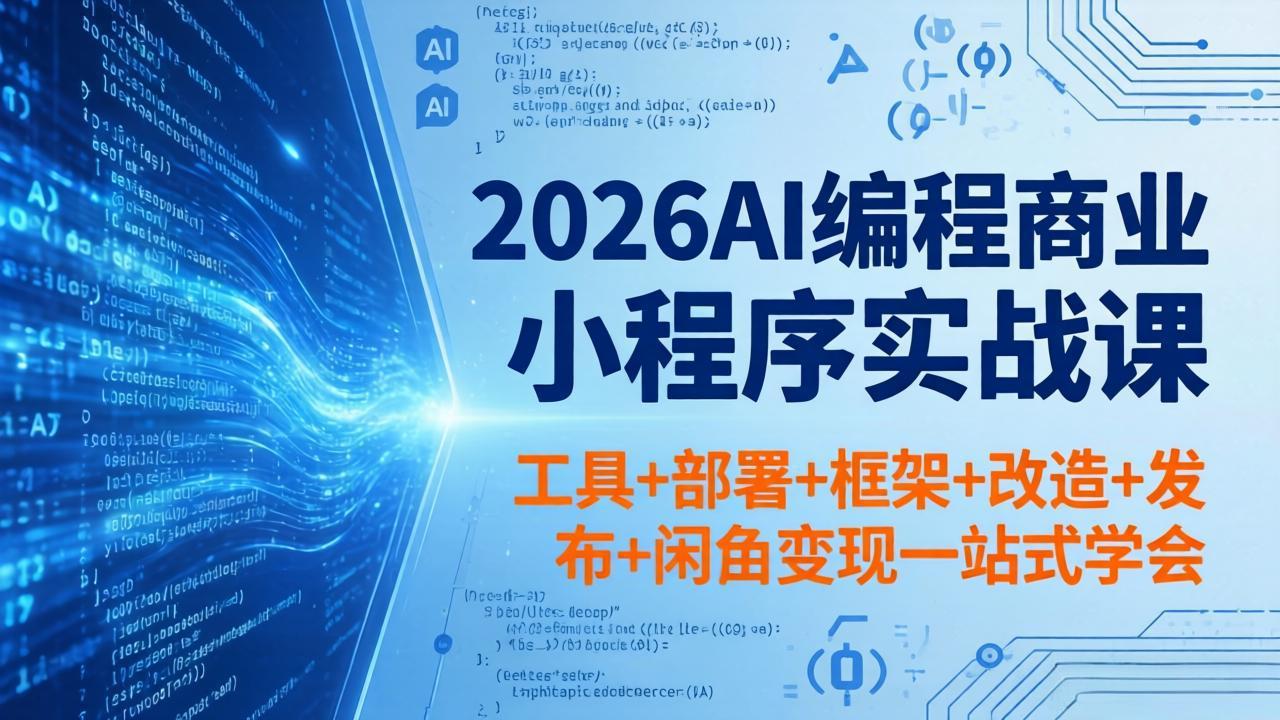 [人工智能]（18293期）2026AI编程商业小程序实战课，工具+部署+框架+改造+发布+闲鱼变现一站式学会
