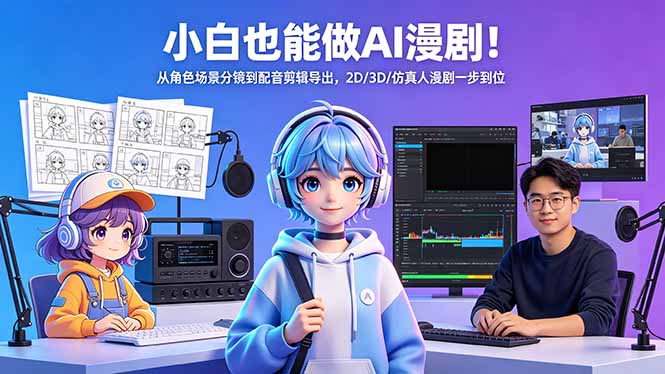 [AI人工智能]（18343期）小白也能做AI漫剧！从角色场景分镜到配音剪辑导出，2D/3D/仿真人漫剧一步到位