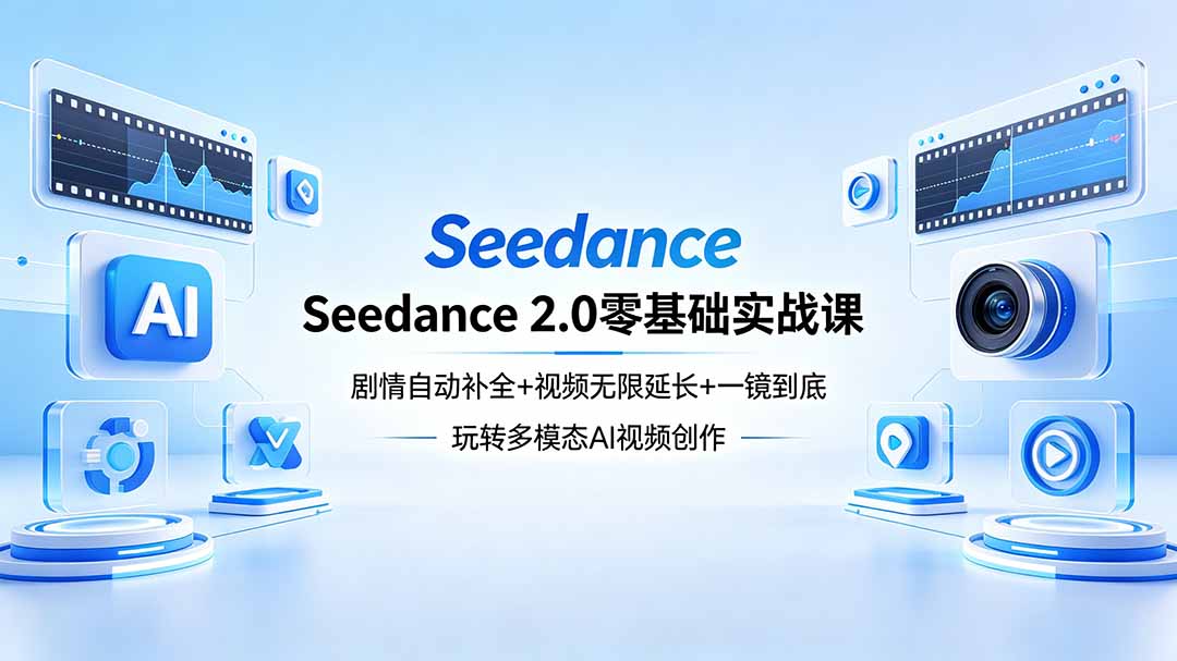[AI人工智能]（18312期）Seedance 2.0零基础实战课：剧情自动补全+视频无限延长+一镜到底：玩转多模态AI视频创作