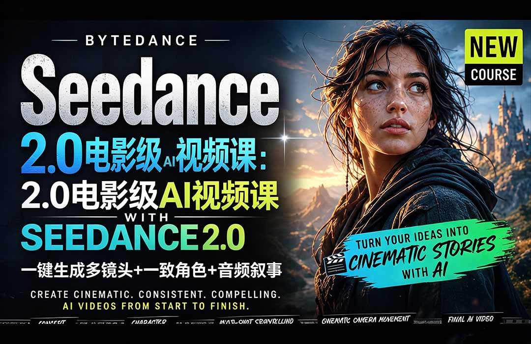 [AI人工智能]（18415期）Seedance 2.0电影级AI视频课：一键生成多镜头+一致角色+音频叙事