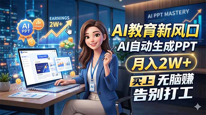 [虚拟项目]（18330期）AI教育新风口，AI自动生成PPT，月入2W+，无脑赚，告别打工