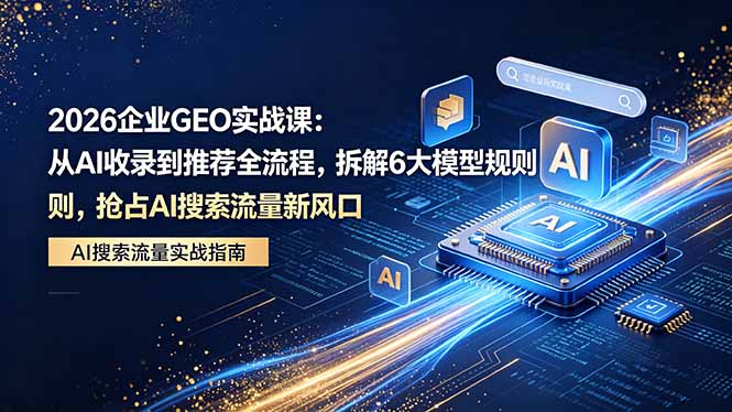 [引流涨粉]（18368期）2026 企业GEO实战课：从AI收录到推荐全流程，拆解6大模型规则，抢占 AI 搜索流量新风口