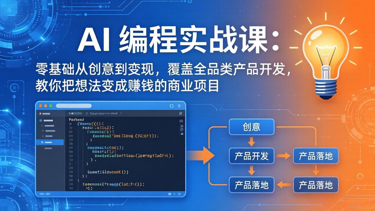 [AI人工智能]（18393期）AI编程实战课-第三期-5月9更新：零基础从创意到变现，覆盖全品类产品开发，把想法变成赚钱项目