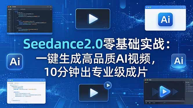 [AI人工智能]（18323期）Seedance2.0零基础实战：一键生成高品质AI视频，10分钟出专业级成片