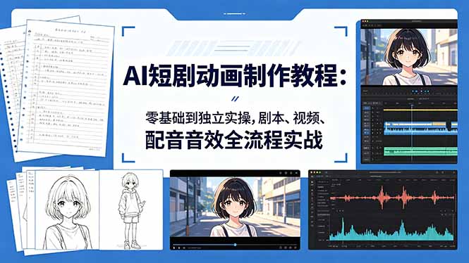 [AI人工智能]（18351期）AI短剧动画制作教程：零基础到独立实操，剧本、视频、配音音效全流程实战