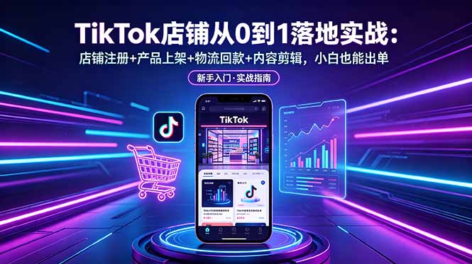 [跨境电商]（18862期）TikTok店铺从0到1落地实战：店铺注册+产品上架+物流回款+内容剪辑，小白也能出单
