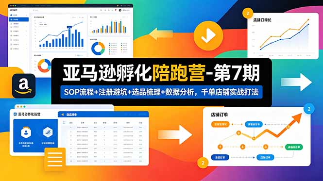 [跨境电商]（18752期）亚马逊孵化陪跑营-第7期：SOP流程+注册避坑+选品梳理+数据分析，千单店铺实战打法