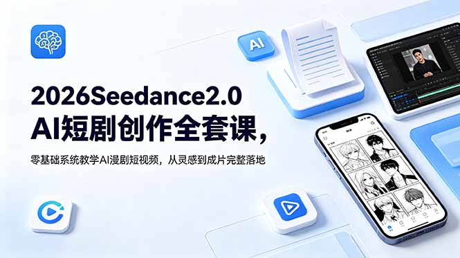 [AI人工智能]（18958期）2026Seedance2.0AI短剧创作全套课，零基础系统教学AI漫剧短视频，从灵感到成片完整落地