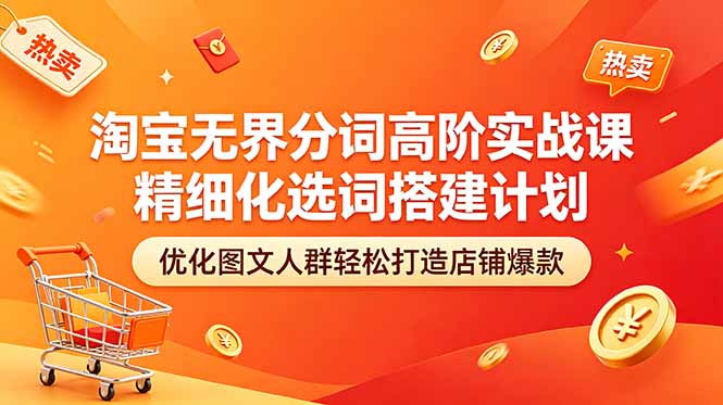 [国外项目]（18564期）淘宝无界分词高阶实战课 精细化选词搭建计划 优化图文人群轻松打造店铺爆款
