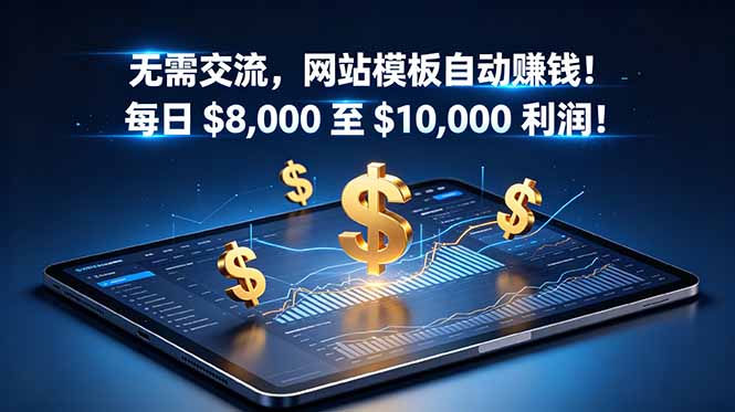 [国外项目]（18854期）无需交流，网站模板自动赚钱！每日 $8,000 至 $10,000 利润！【原创双语字幕】
