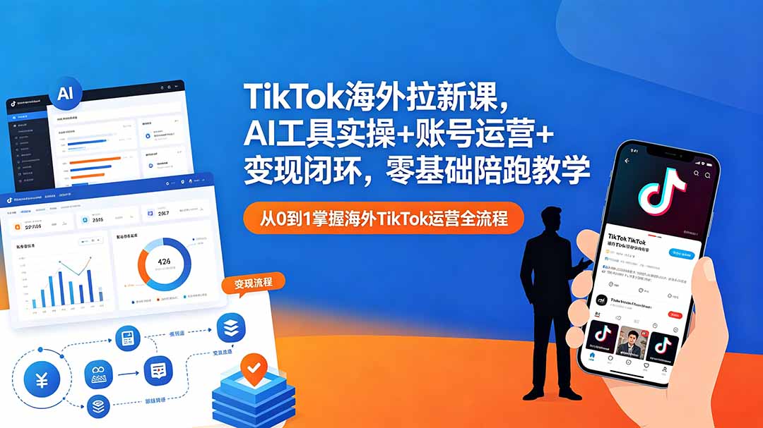 [国外项目]（18522期）TikTok海外拉新课，AI工具实操+账号运营+变现闭环，零基础陪跑教学