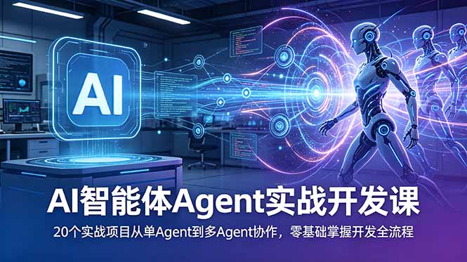 [AI人工智能]（18983期）AI智能体Agent实战开发课：20个实战项目从单Agent到多Agent协作，零基础掌握开发全流程