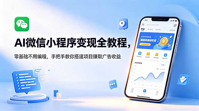 [热门给力项目]（18773期）AI微信小程序变现全教程，零基础不用编程，手把手教你搭建项目赚取广告收益-第1张图片-智慧创业网