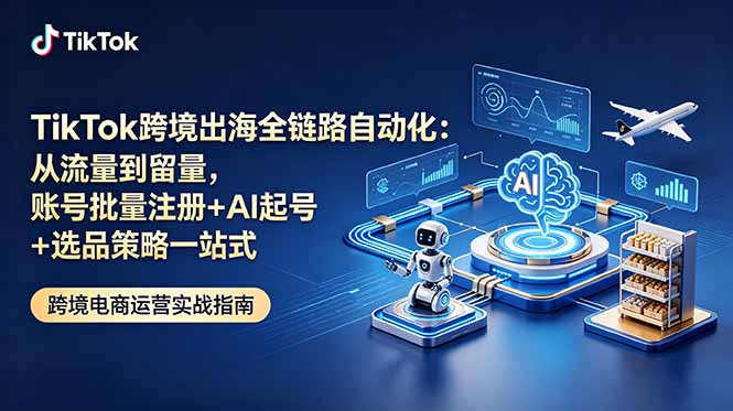 [跨境电商]（18907期）TikTok跨境出海全链路自动化：从流量到留量，账号批量注册+AI起号+选品策略一站式