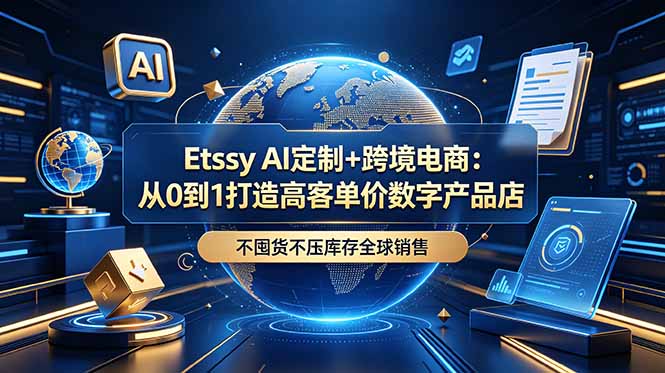 [跨境电商]（18974期）Etsy AI定制+跨境电商：从0到1打造高客单价数字产品店，不囤货不压库存全球销售