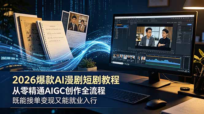 [AI人工智能]（18980期）2026 爆款 AI 漫剧短剧教程 从零精通 AIGC 创作全流程 既能接单变现又能就业入行