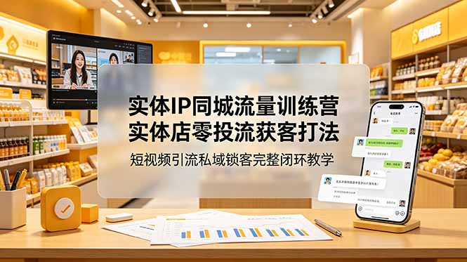 [引流涨粉]（18999期）实体IP同城流量训练营：实体店零投流获客打法，短视频引流私域锁客完整闭环教学