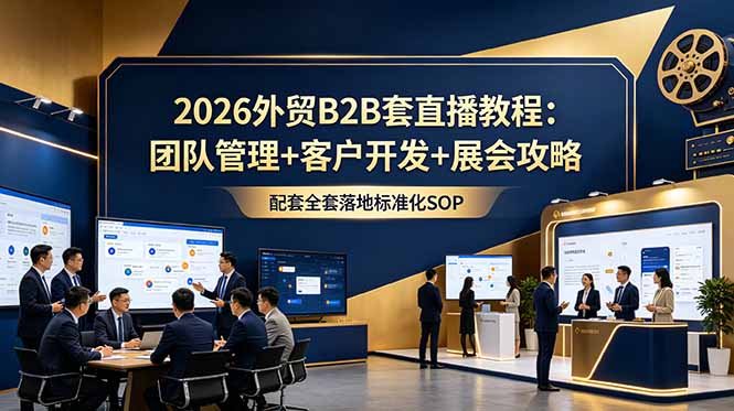[跨境电商]（18994期）2026外贸B2B套直播教程：团队管理+客户开发+展会攻略，配套全套落地标准化SOP