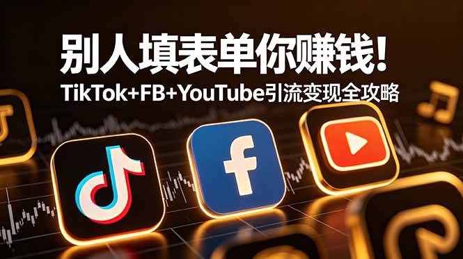 [国外项目]（19018期）别人填表单你赚钱！TikTok+FB+YouTube 引流变现全攻略【原创双语字幕】
