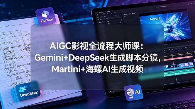 [AI人工智能]（19008期）AIGC影视全流程大师课：Gemini+DeepSeek生成脚本分镜，Martini+海螺AI生成视频