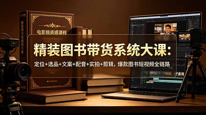 [AI人工智能]（19007期）精装图书带货系统大课：定位+选品+文案+配音+实拍+剪辑，爆款图书短视频全链路