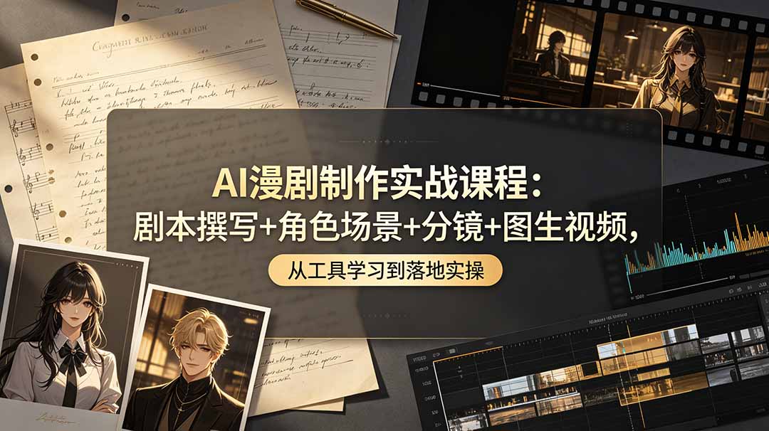[AI人工智能]（19020期）AI漫剧制作实战课程：剧本撰写+角色场景+分镜+图生视频，从工具学习到落地实操