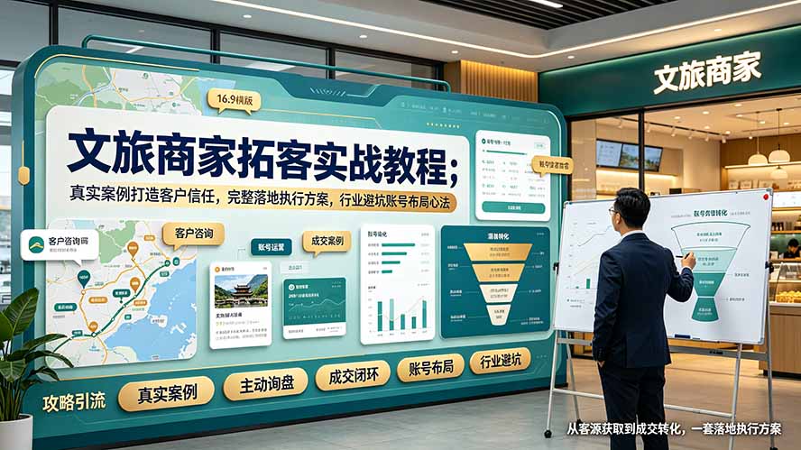 [引流涨粉]（19273期）文旅商家拓客实战教程；真实案例打造客户信任，完整落地执行方案，行业避坑账号布局心法-第1张图片-智慧创业网