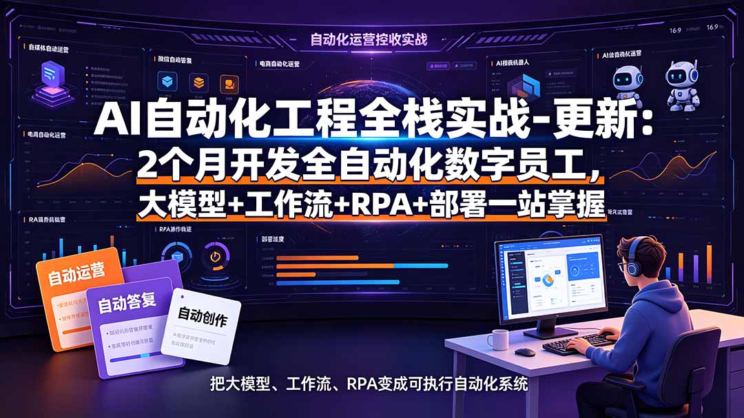[AI人工智能]（19279期）AI自动化工程全栈实战-更新：2个月开发全自动化数字员工，大模型+工作流+RPA+部署一站式掌握