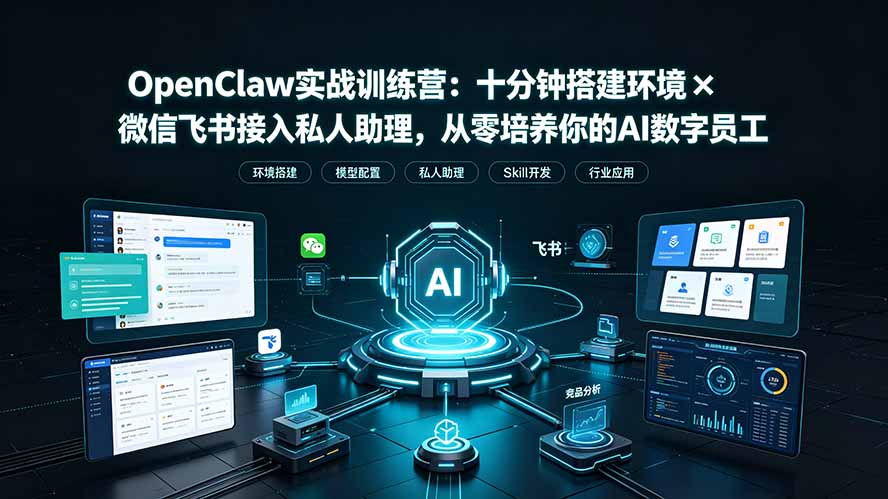[AI人工智能]（19287期）OpenClaw实战特训营：十分钟搭建环境×微信飞书接入私人助理，从零培养你的AI数字员工-第1张图片-智慧创业网