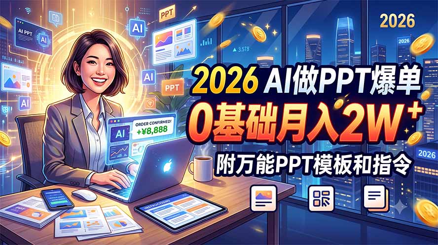 [虚拟项目]（19284期）2026 AI做PPT爆单，0基础月入2W，附万能PPT模板和指令-第1张图片-智慧创业网