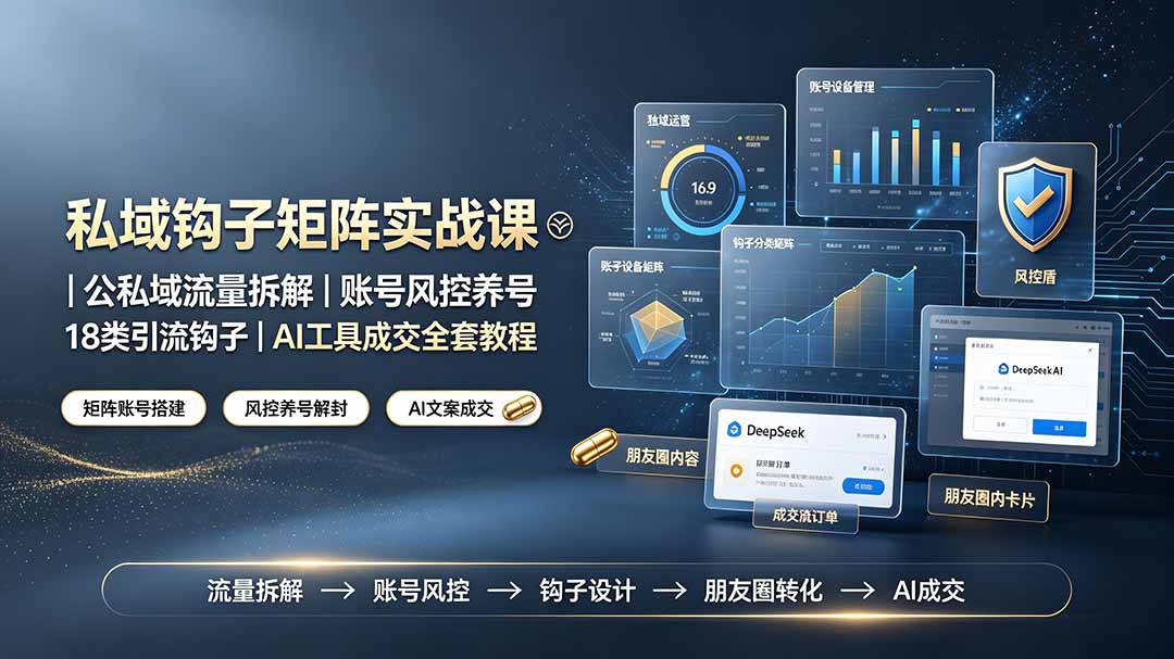 [引流涨粉]（19321期）私域钩子矩阵实战课〓公私域流量拆解｜账号风控养号｜18类引流钩子｜AI工具成交全套教程-第1张图片-智慧创业网