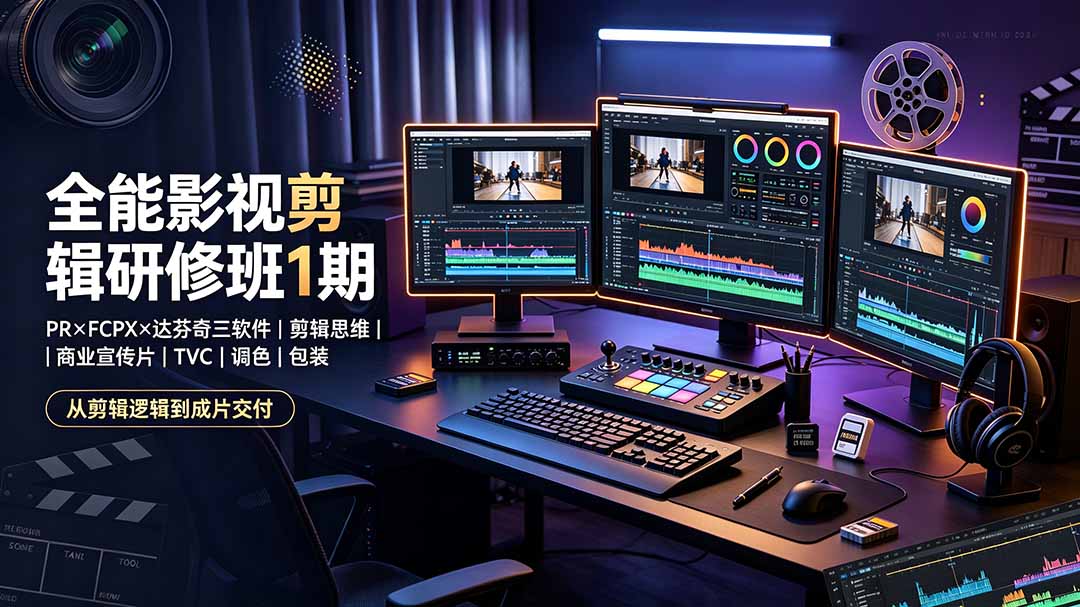 [短视频运营]（19451期）全能影视剪辑研修班1期-无水印：PR×FCPX×达芬奇三软件×剪辑思维×商业宣传片×TVC×调色×包装，全链路系统课-第2张图片-智慧创业网